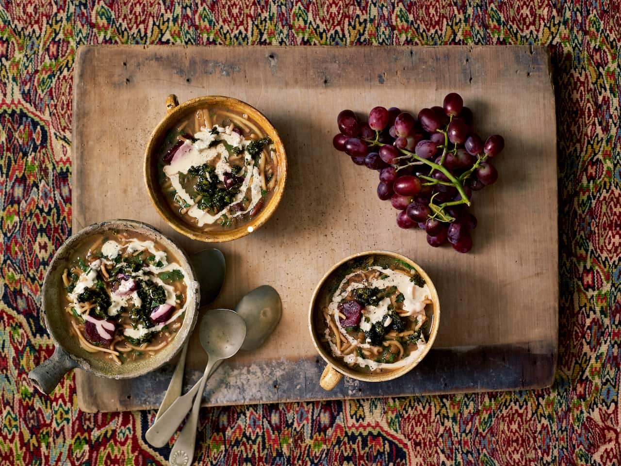 Vegetable and noodle soup (ash-e reshteh)