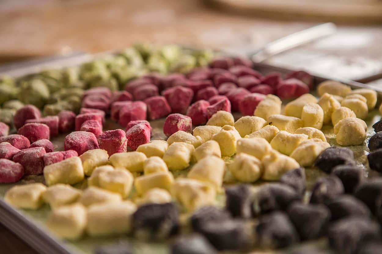 Rainbow ricotta gnocchi