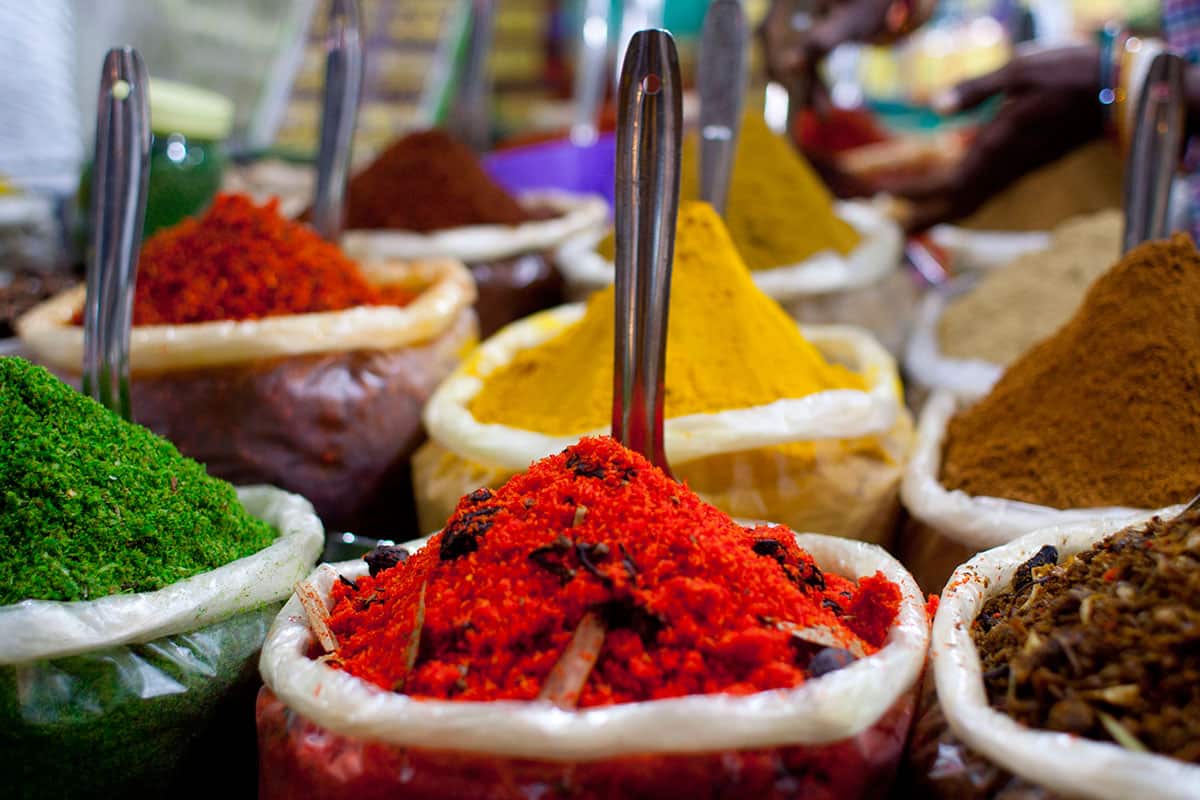 Spices for sale at Anjuna market in Goa