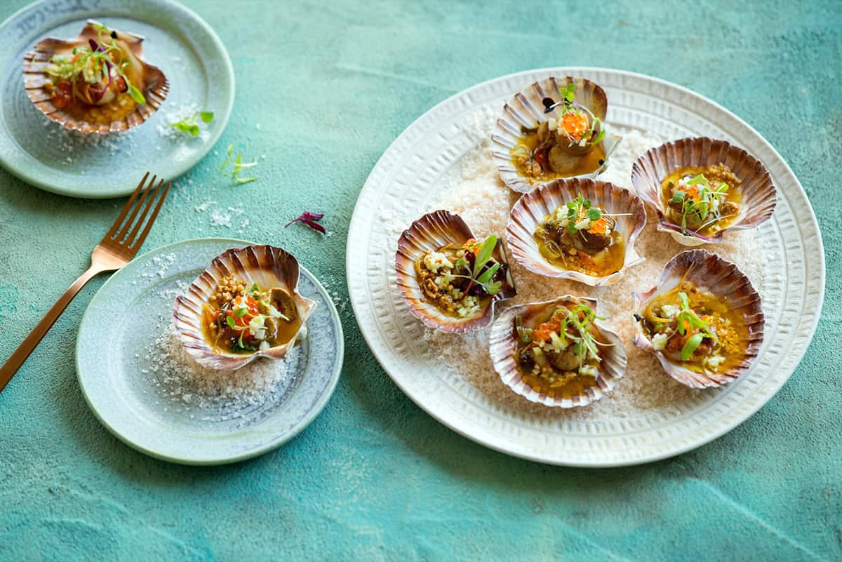 Scallops with brown butter sauce