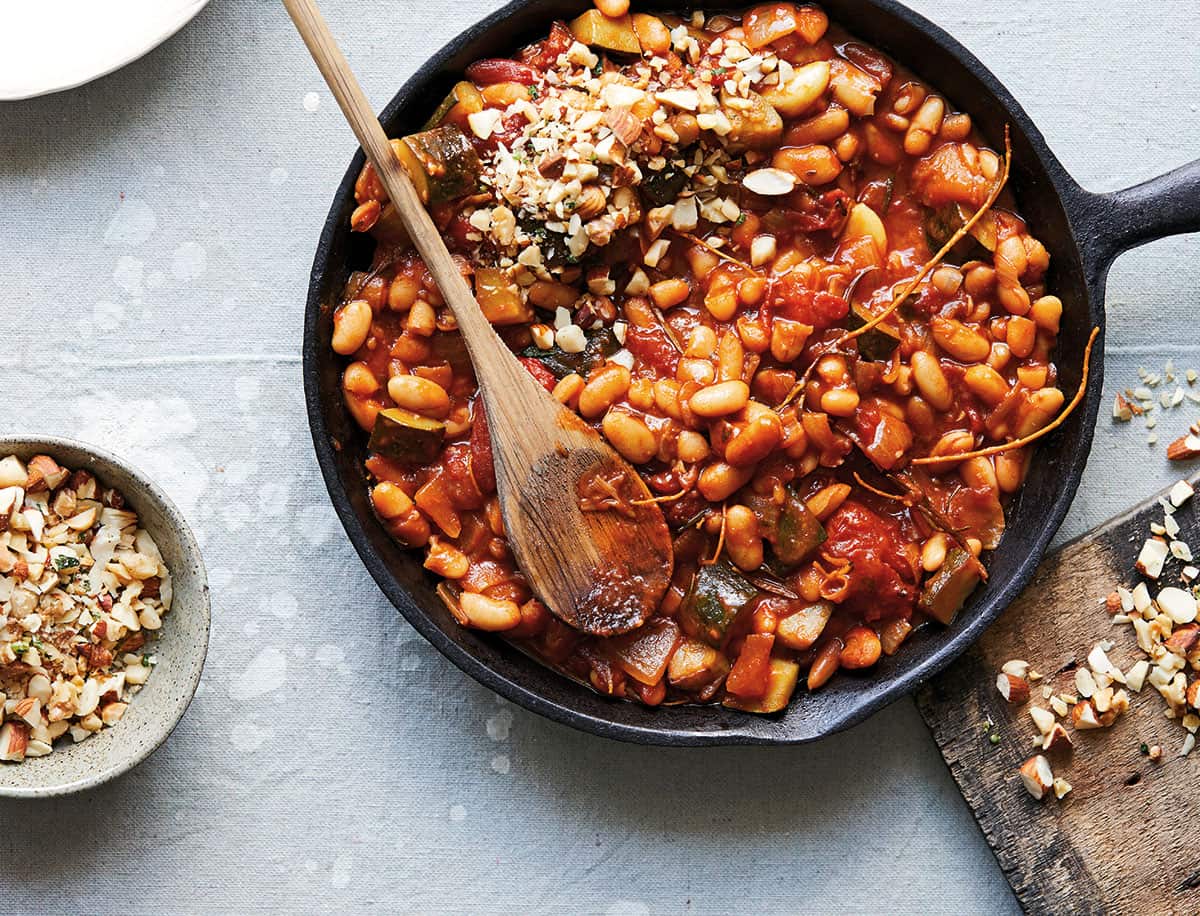 Bean cassoulet with nut crumb