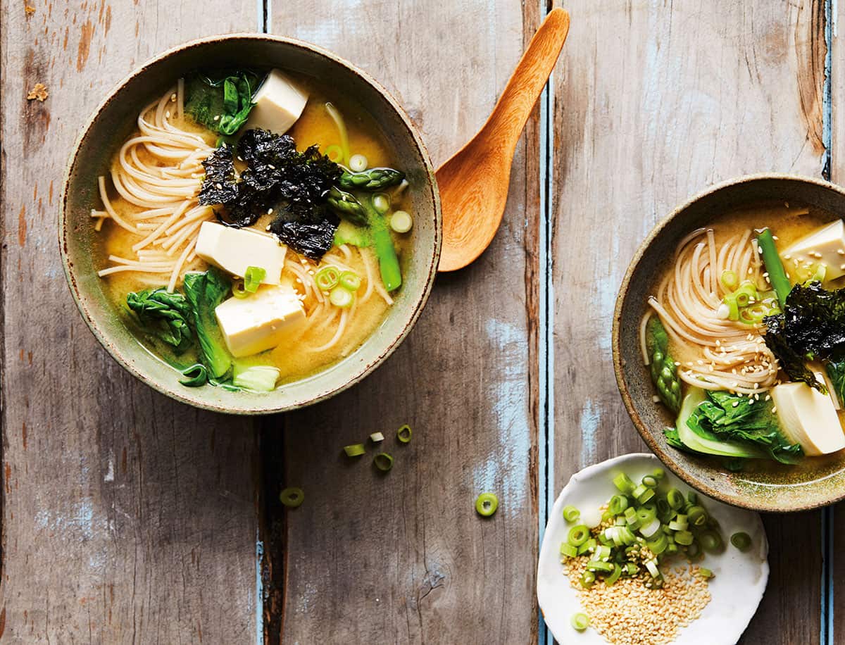Tofu greens miso soup