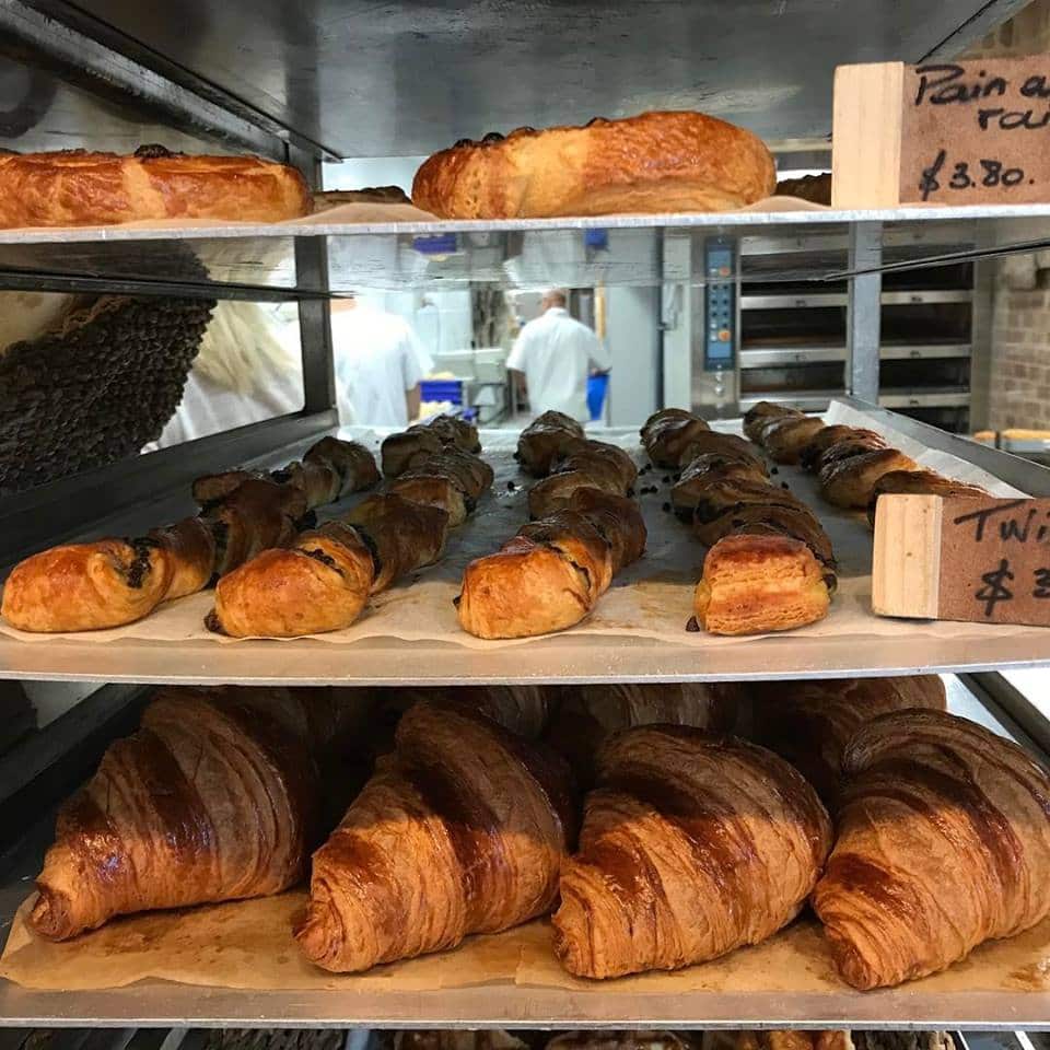Croissants, pains au chocolat, pains aux raisins (snails), waffles and brioche are made according to French tradition.