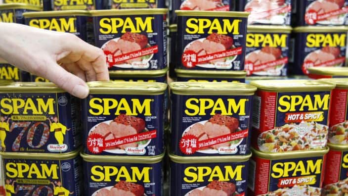 Cans of Spam on display