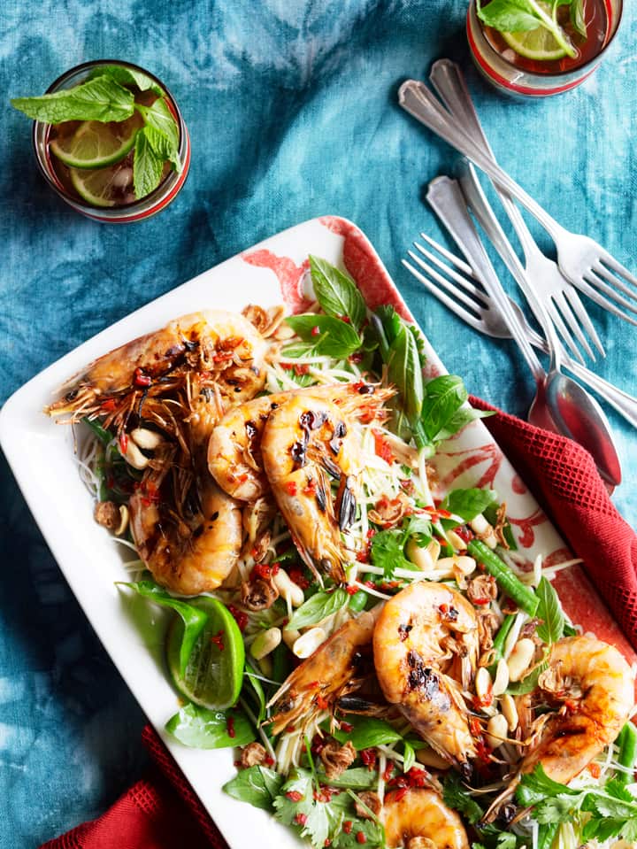 Prawn, green mango and mixed herb salad
