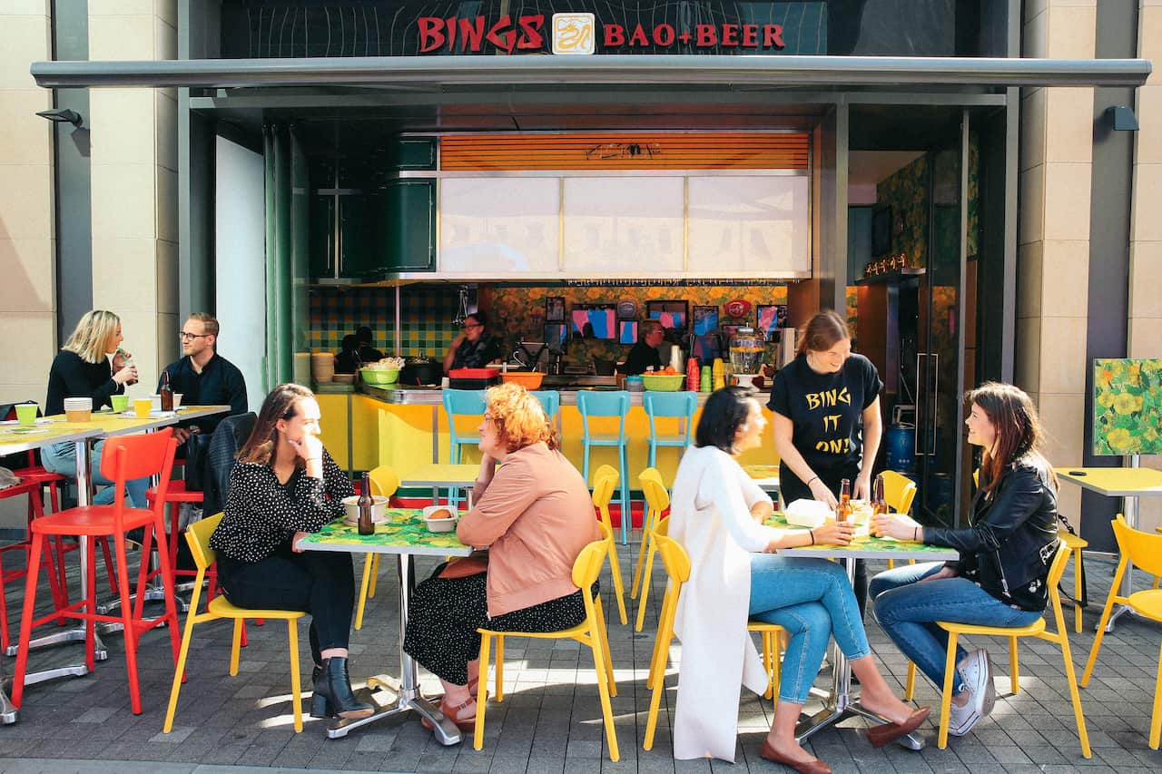 At Bing's, a retro colour scheme celebrates the backstreets of Hong Kong in the 1960s.