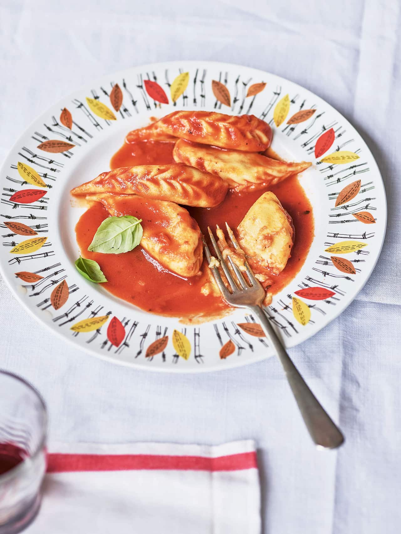 Gaia’s culurgiones with tomato sauce