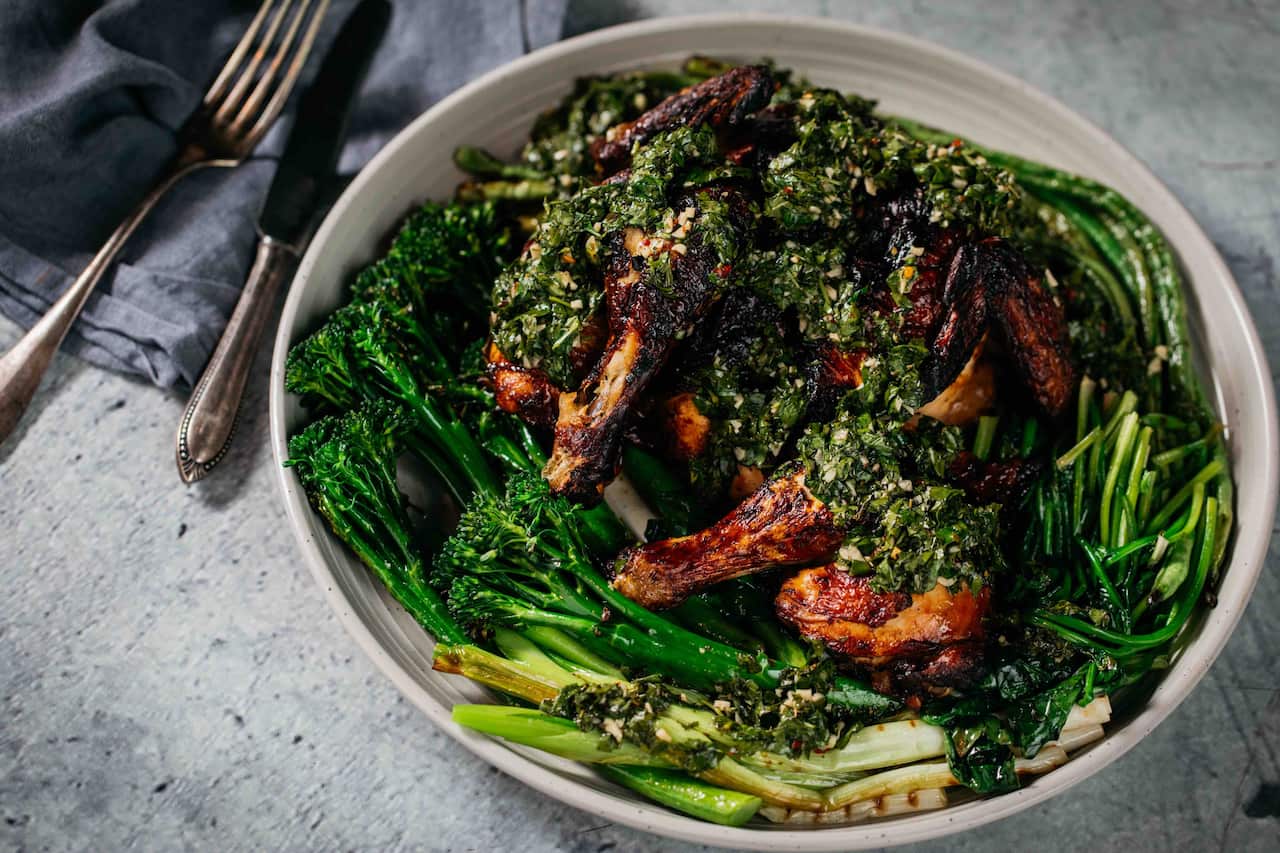 Barbecued chicken with chimichurri 