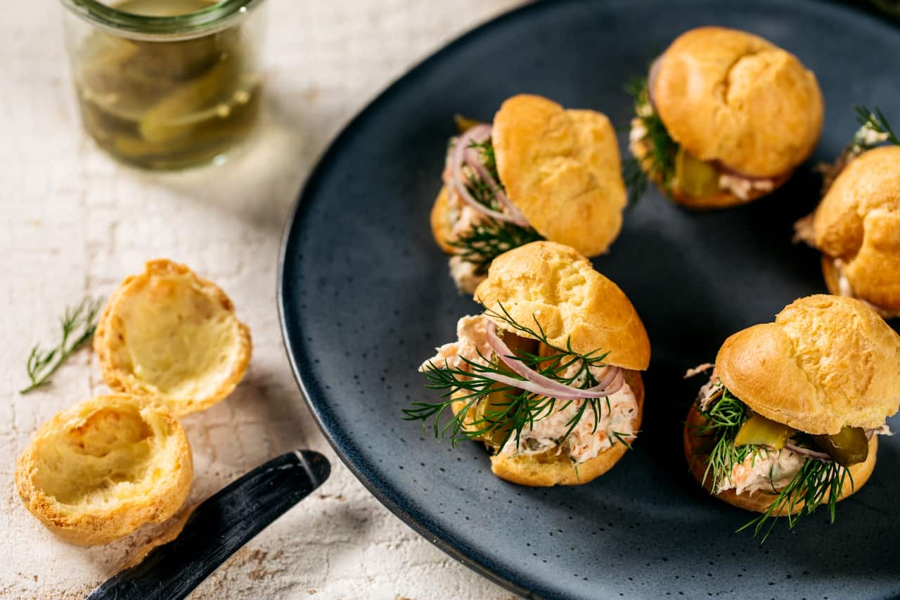 Smoked trout filled choux pastry 