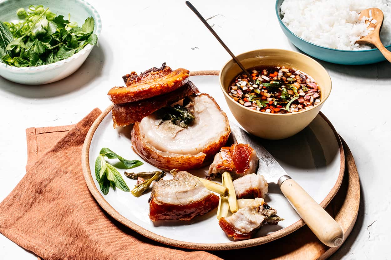 Oven-roasted Cebu lechon (Roast pork belly roll) from Taste of the Philippines