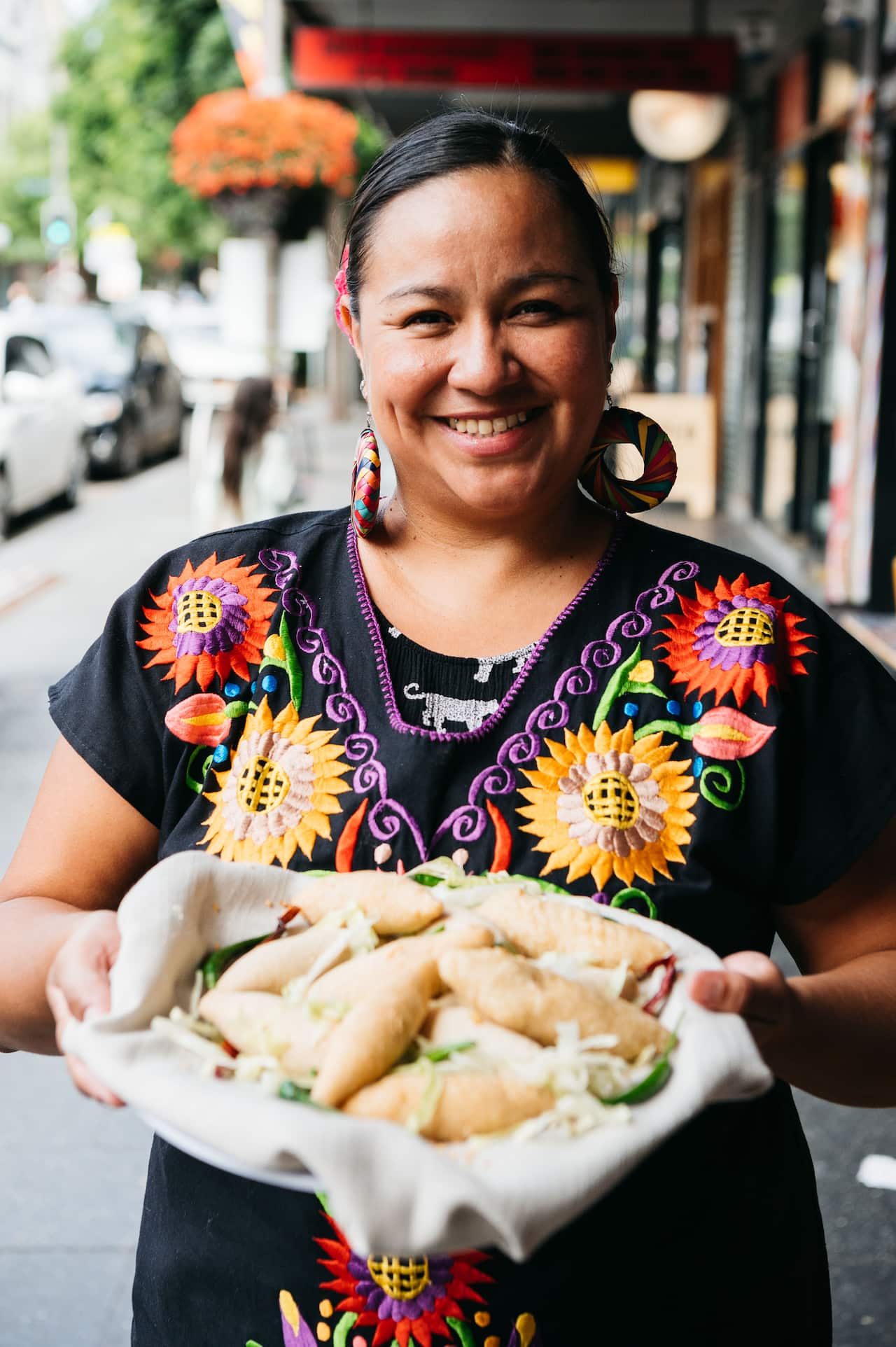 Mexican chef Rosa Cienfuegos with molotes.