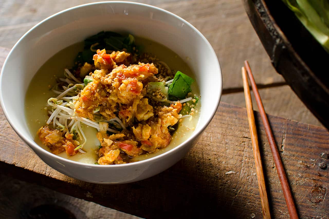 Chickpea tofu noodle soup