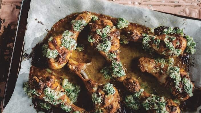 Marinated chicken with coconut lime dressing