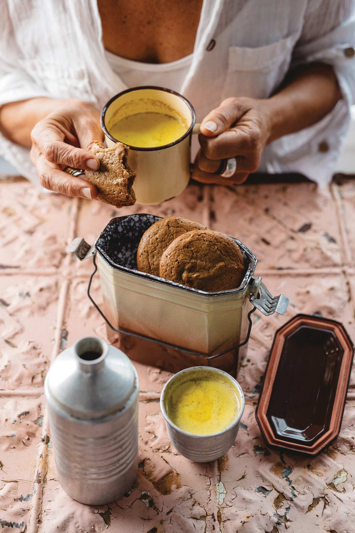Tahini and rose halva cookies