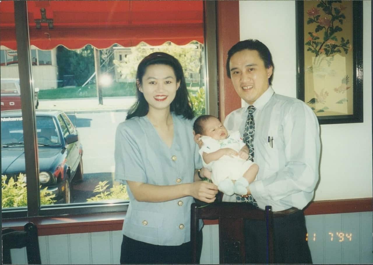 Vincent Leow Yim with his parents at the Emperors of China in Texas.