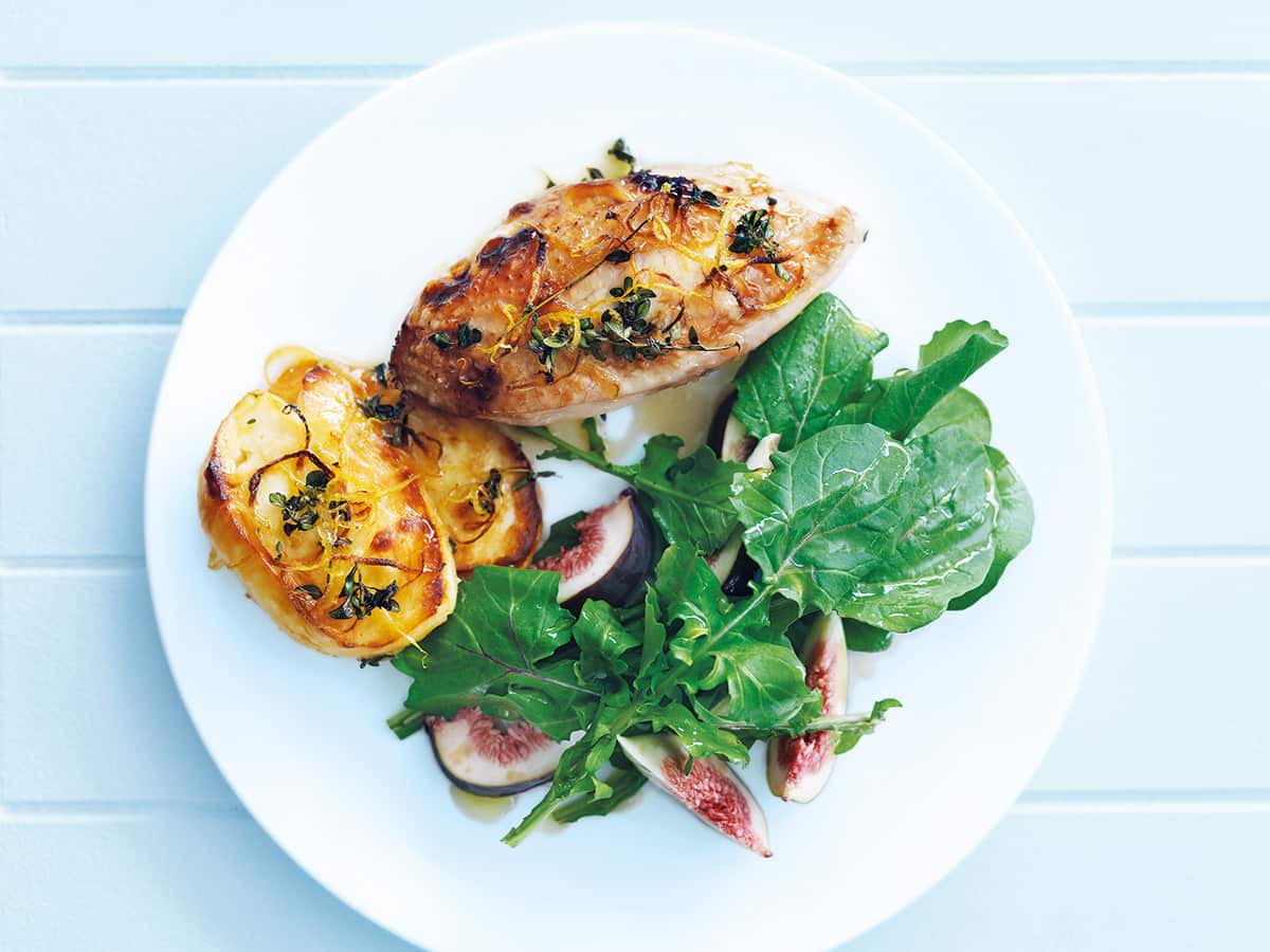 Chicken with haloumi and honey 