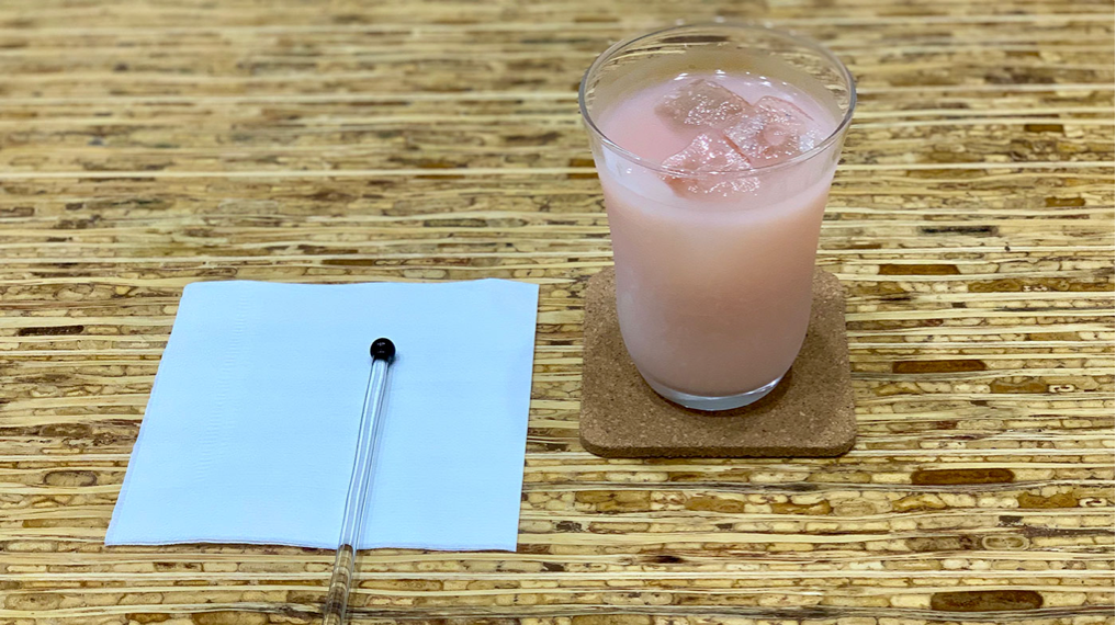A refreshing blend of equal parts amazake and acerola cherry juice