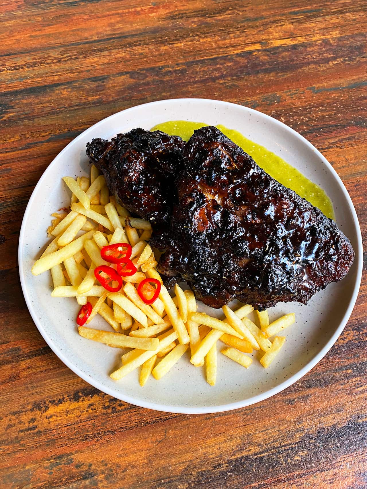 Barbecued jerk pork ribs