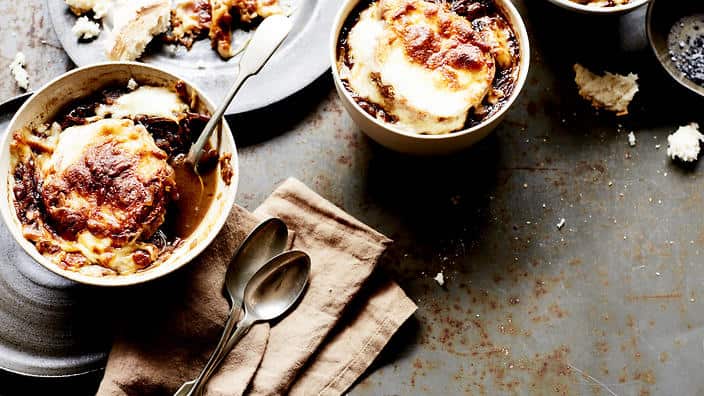 Classic French onion soup. (Louise Franc)