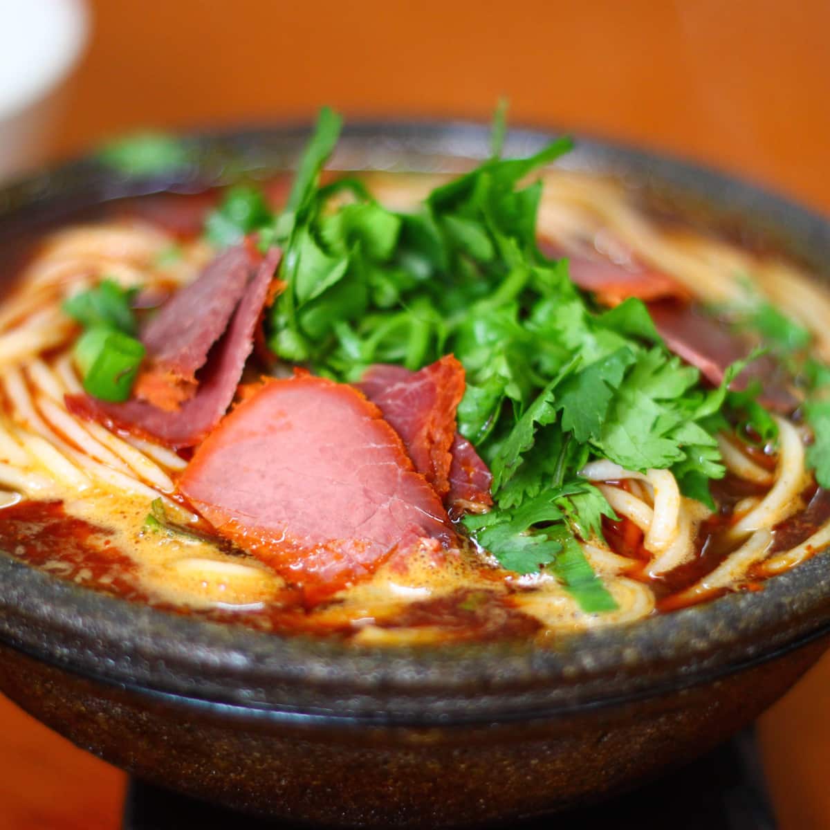 A spicy bowl of mala niurou mian (spicy beef noodles) is an ideal way for Sichuan residents to start the day.