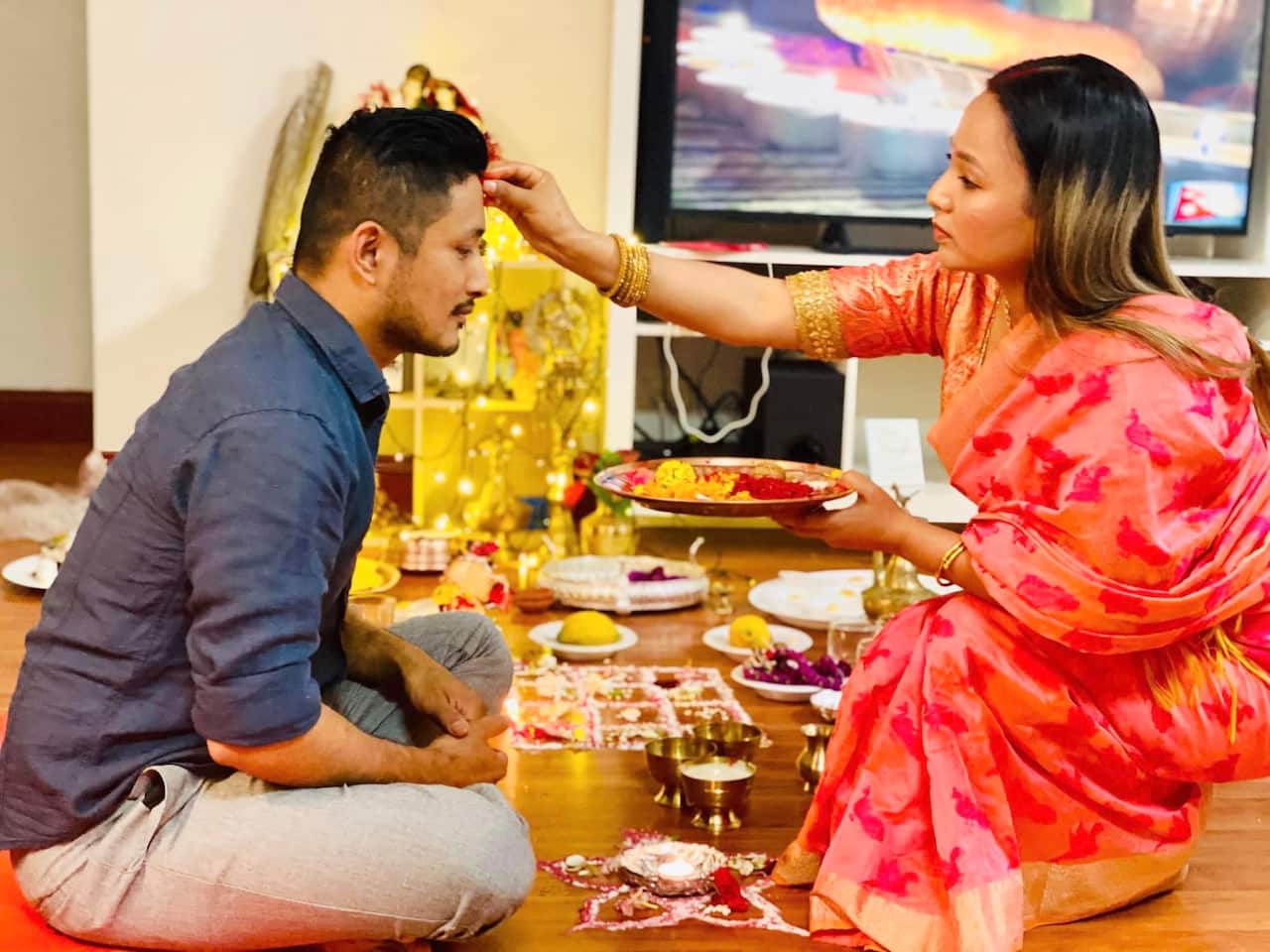 Suraj (left) celebrating Tihar in Sydney.