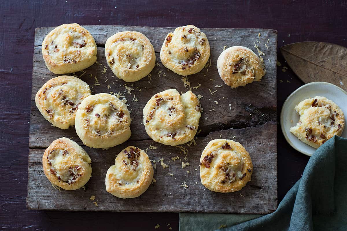 Bacon and cheese scrolls