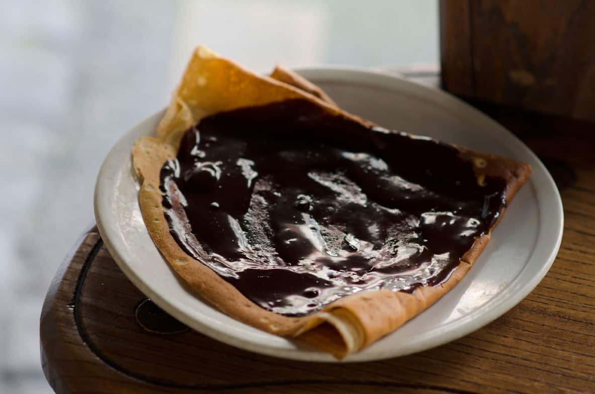 Crepes with chocolate sauce