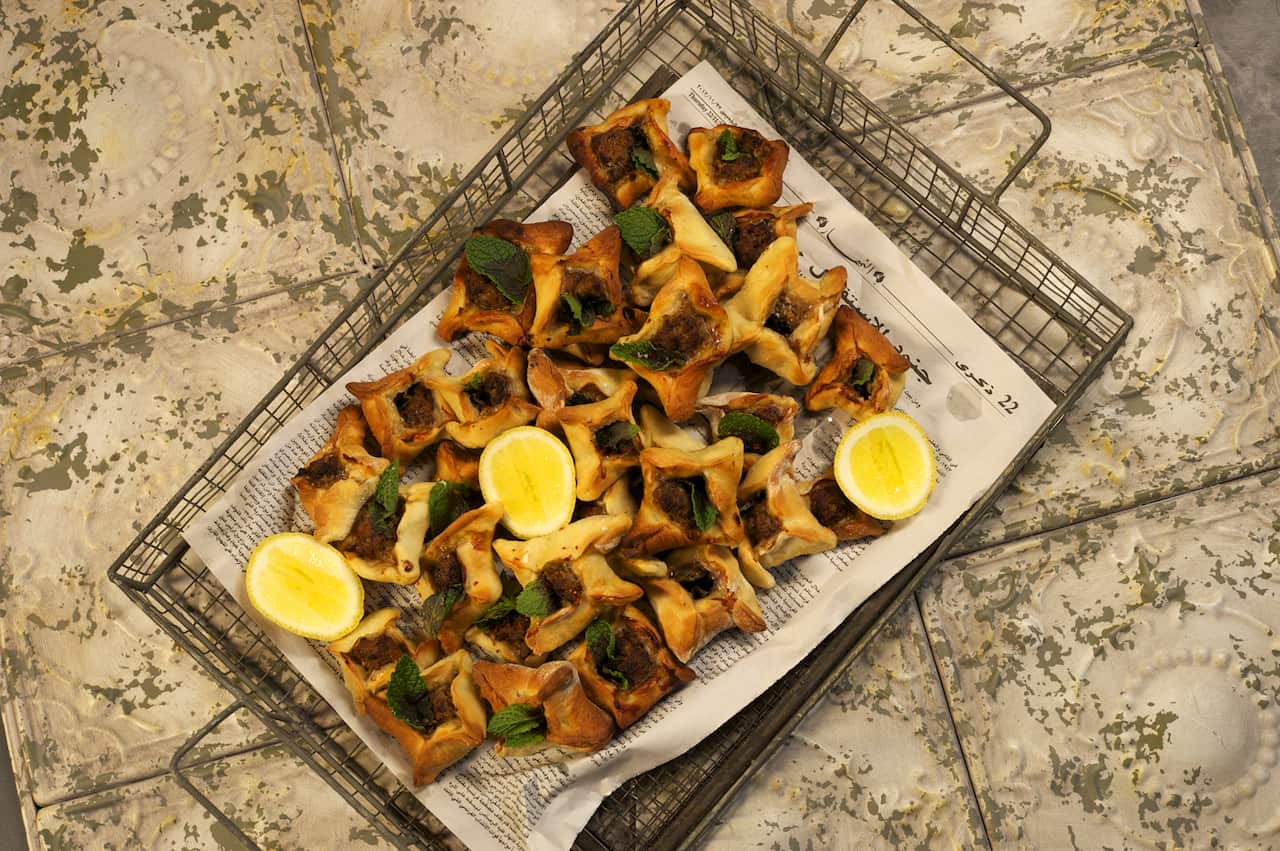 Spiced lamb pastries (lamb sfiha)