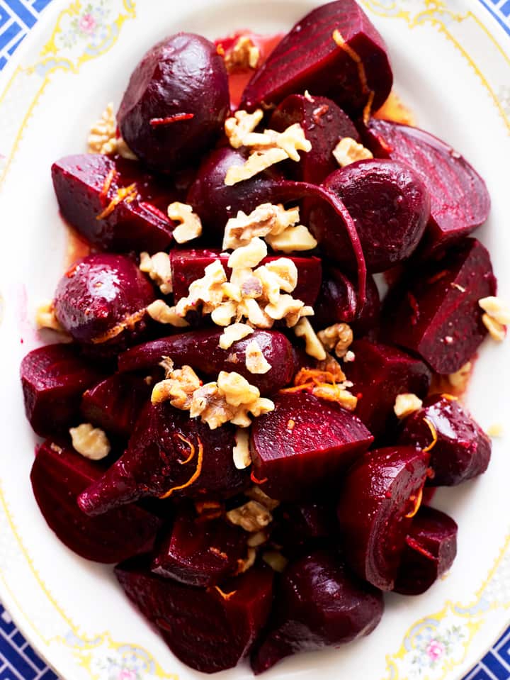Spicy beetroot and walnut salad.