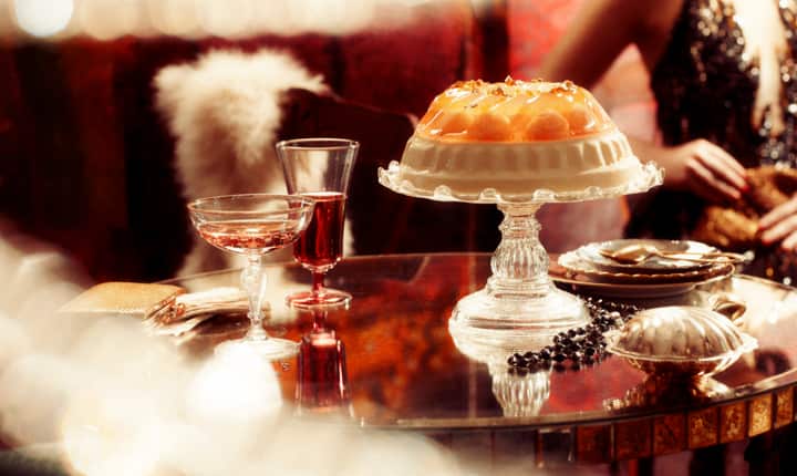 Lychee, rosé and ginger cream layered jelly