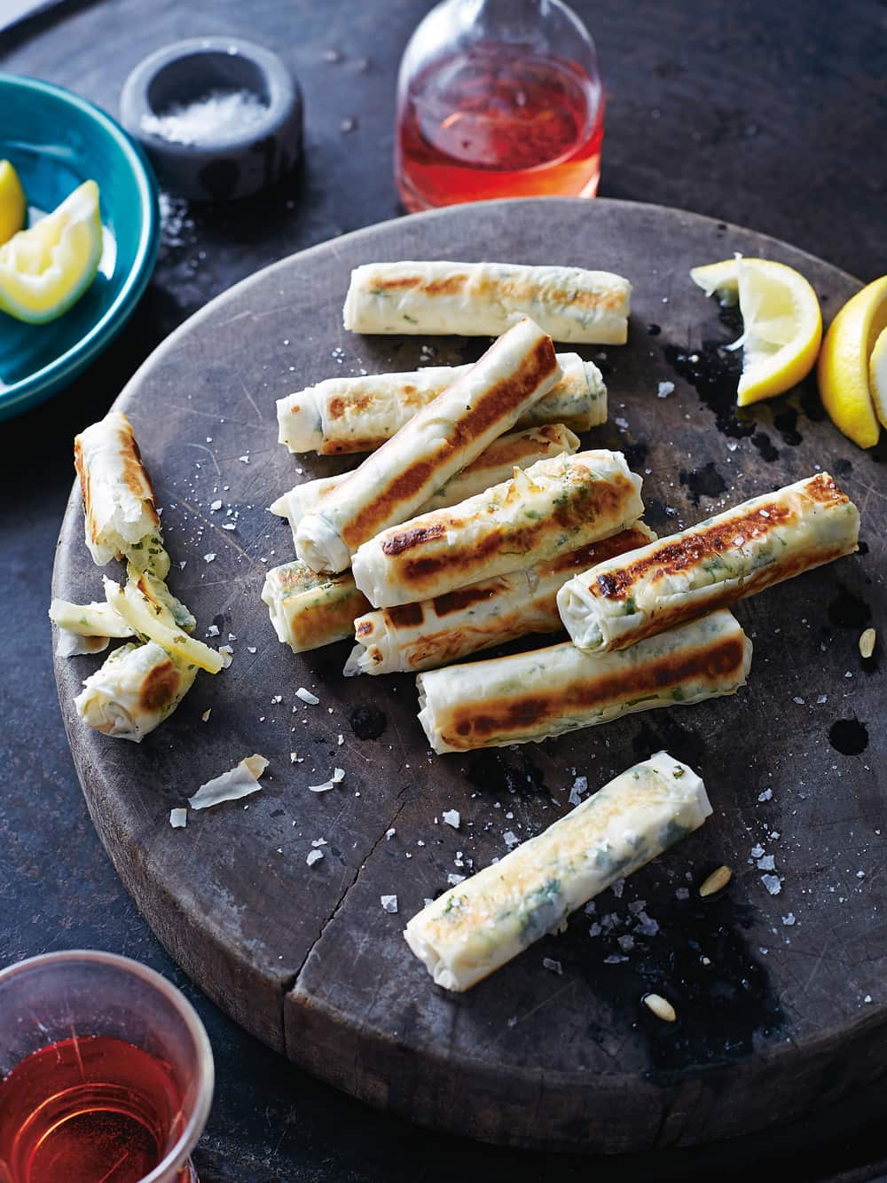 Haloumi, mint and preserved lemon cigars