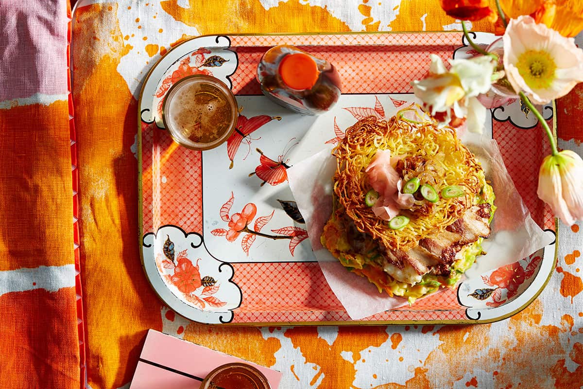 Japanese noodle pancake okonomiyaki