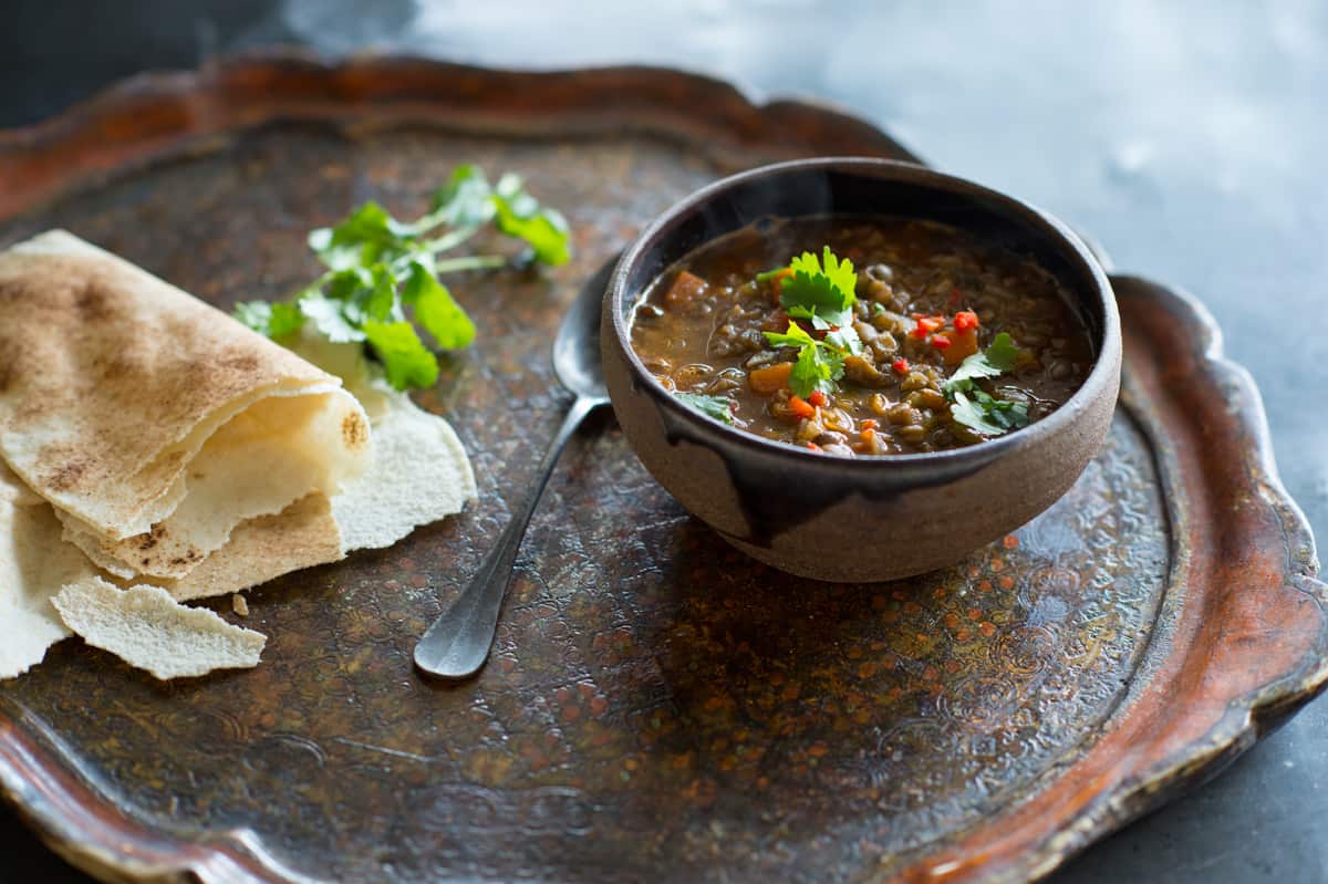 Moroccan lentil and vegetable soup