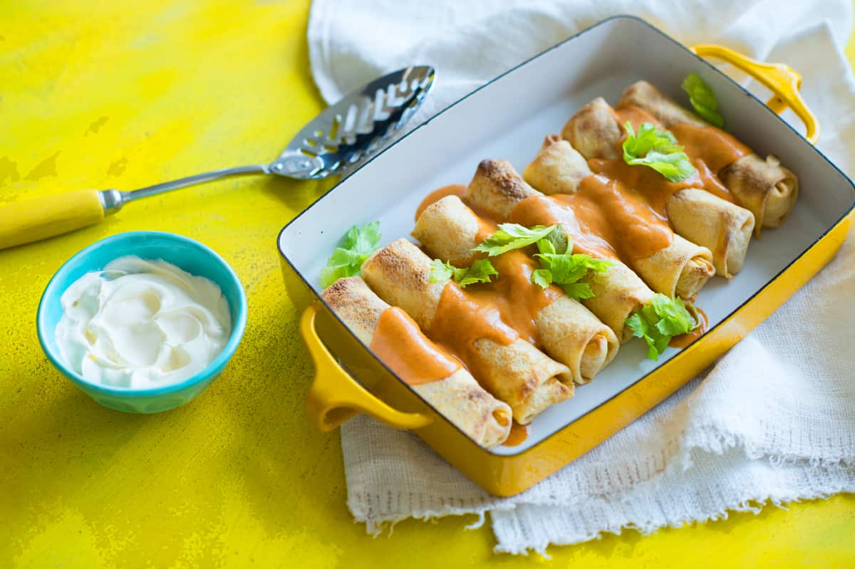 Chicken and paprika pancakes