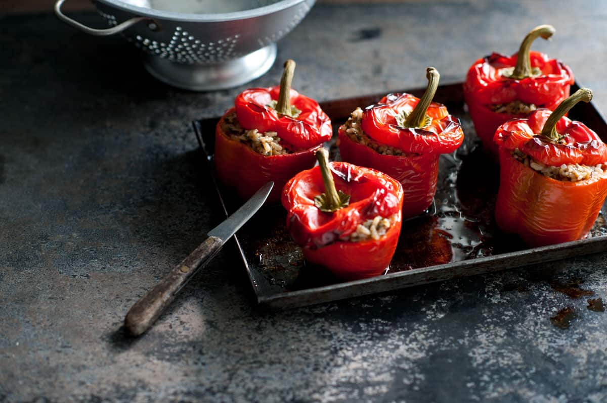 Stuffed red capsicum