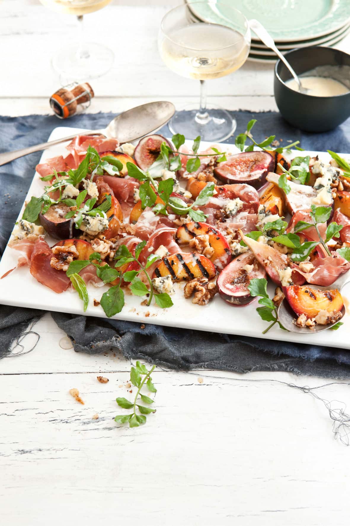 Chargrilled peach and roasted fig salad
