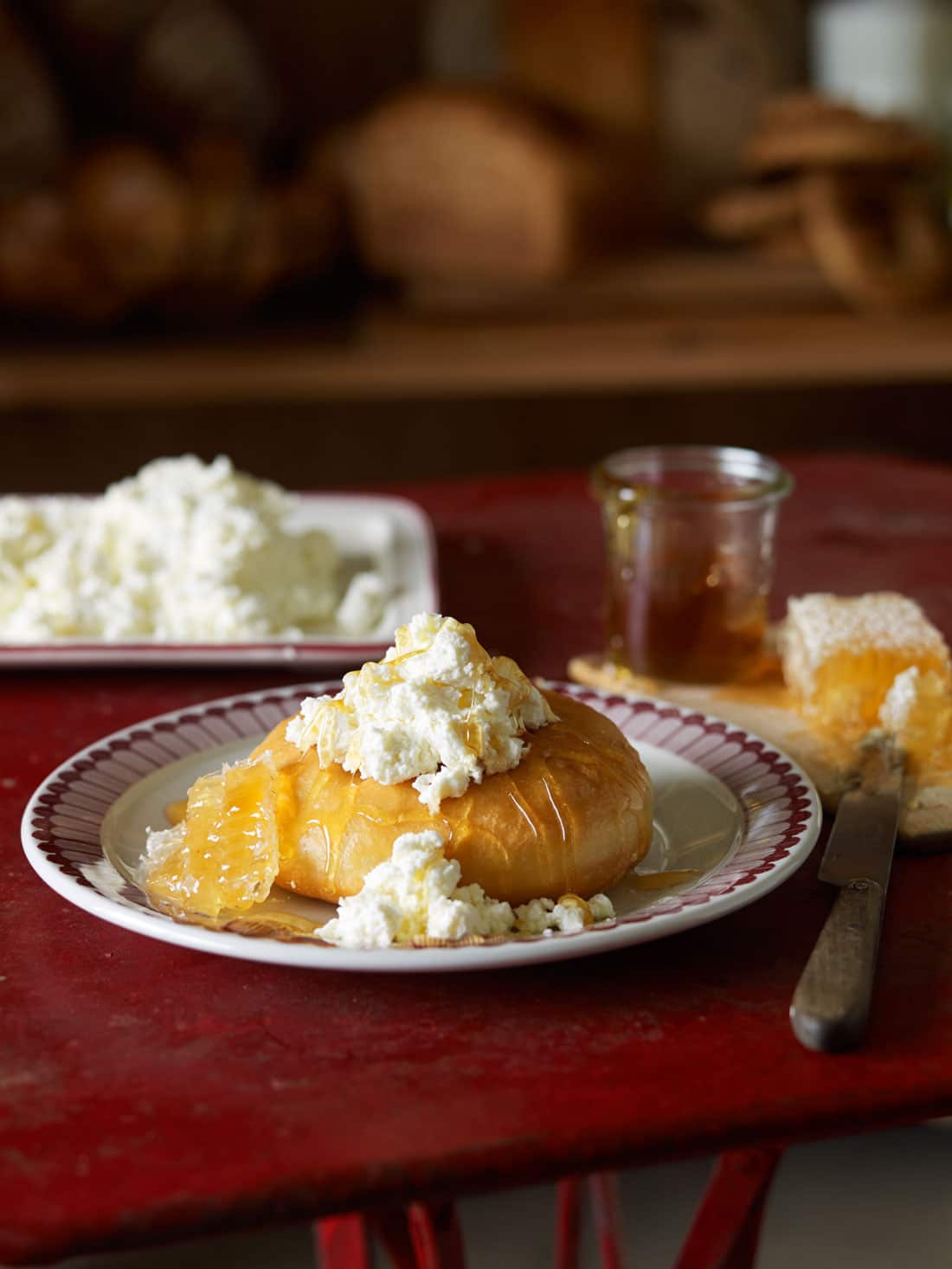 Greek fried dough with cheese and honey (lalangia)
