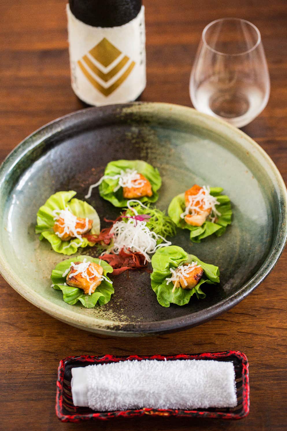 Miso barramundi in lettuce cups