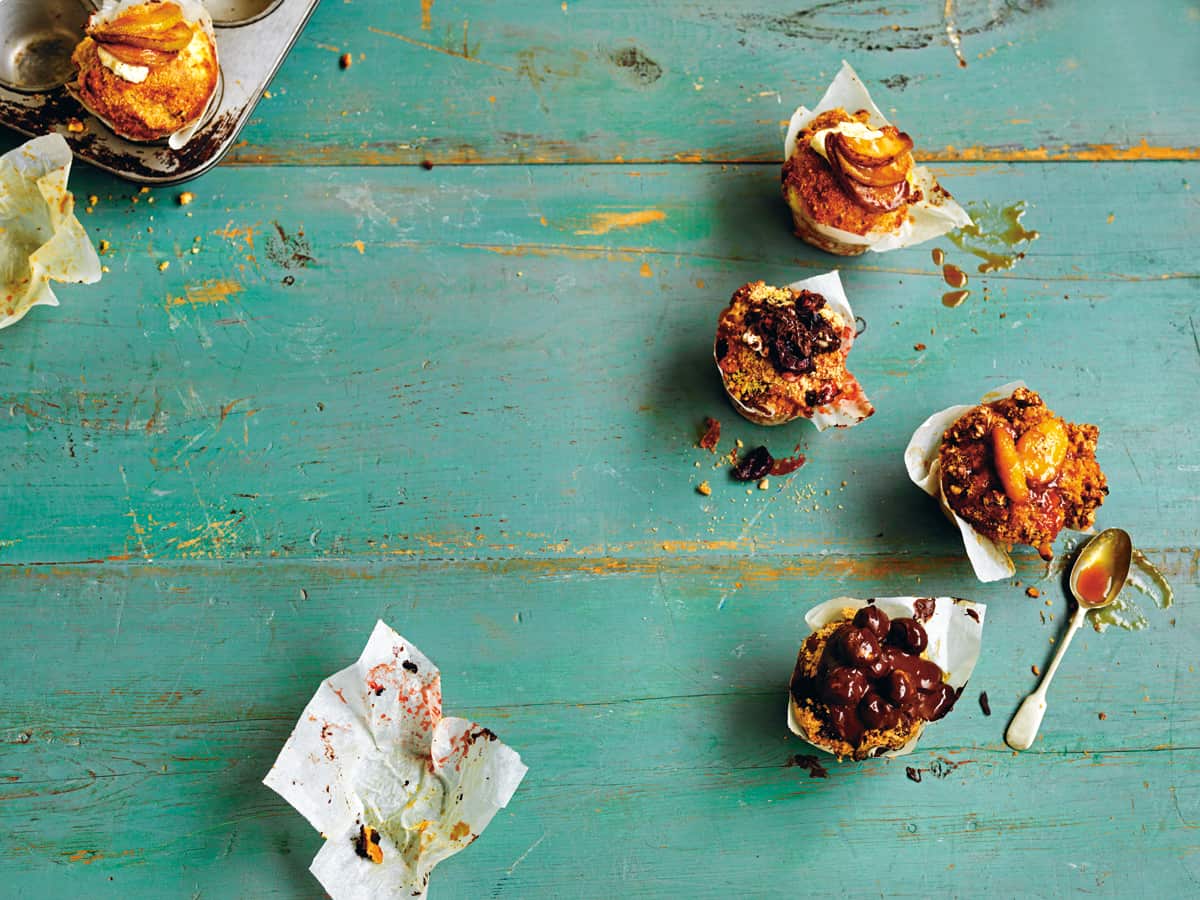 Salted caramel-banana muffins