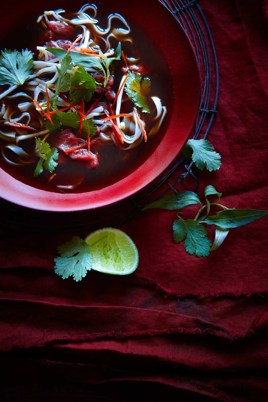 Vietnamese chilli beef and noodle sou