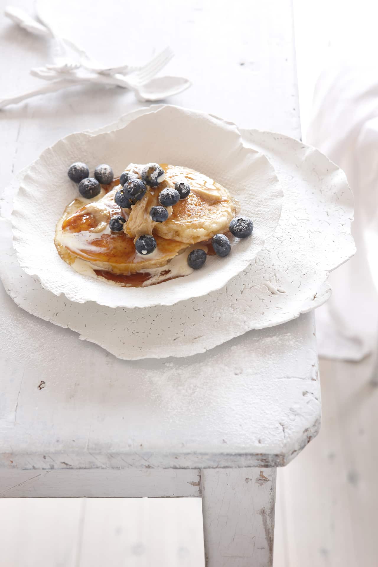 Buttermilk pancakes with blueberries and spiced maple butter