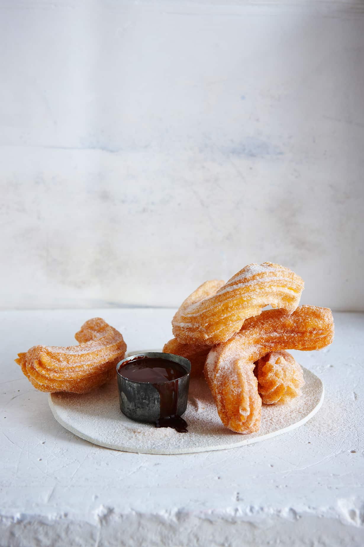 Cinnamon sugar churros with a bitter sweet chocolate sauce