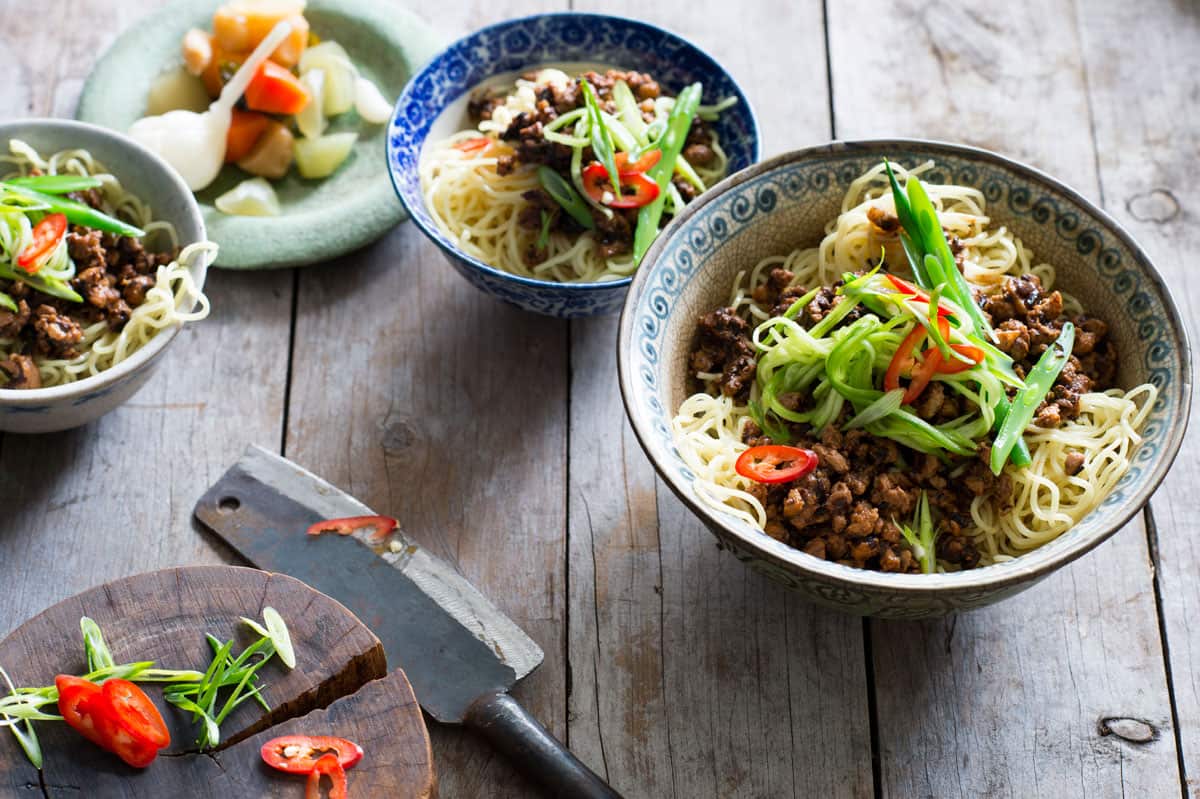 Pork and cucumber noodle salad