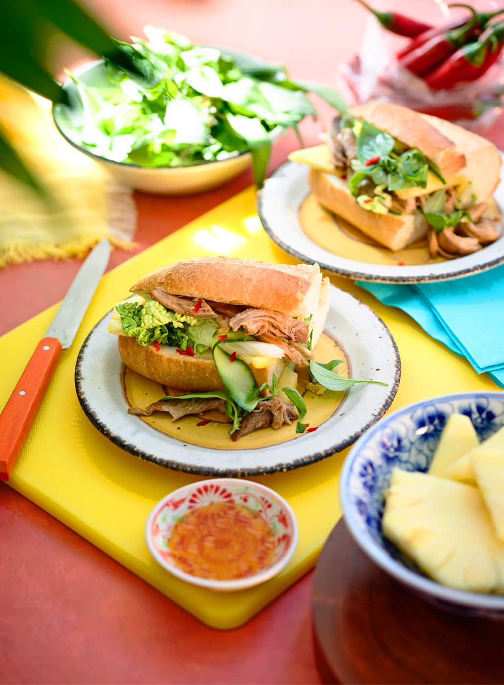 Pulled pork rolls with tangy pineapple slaw