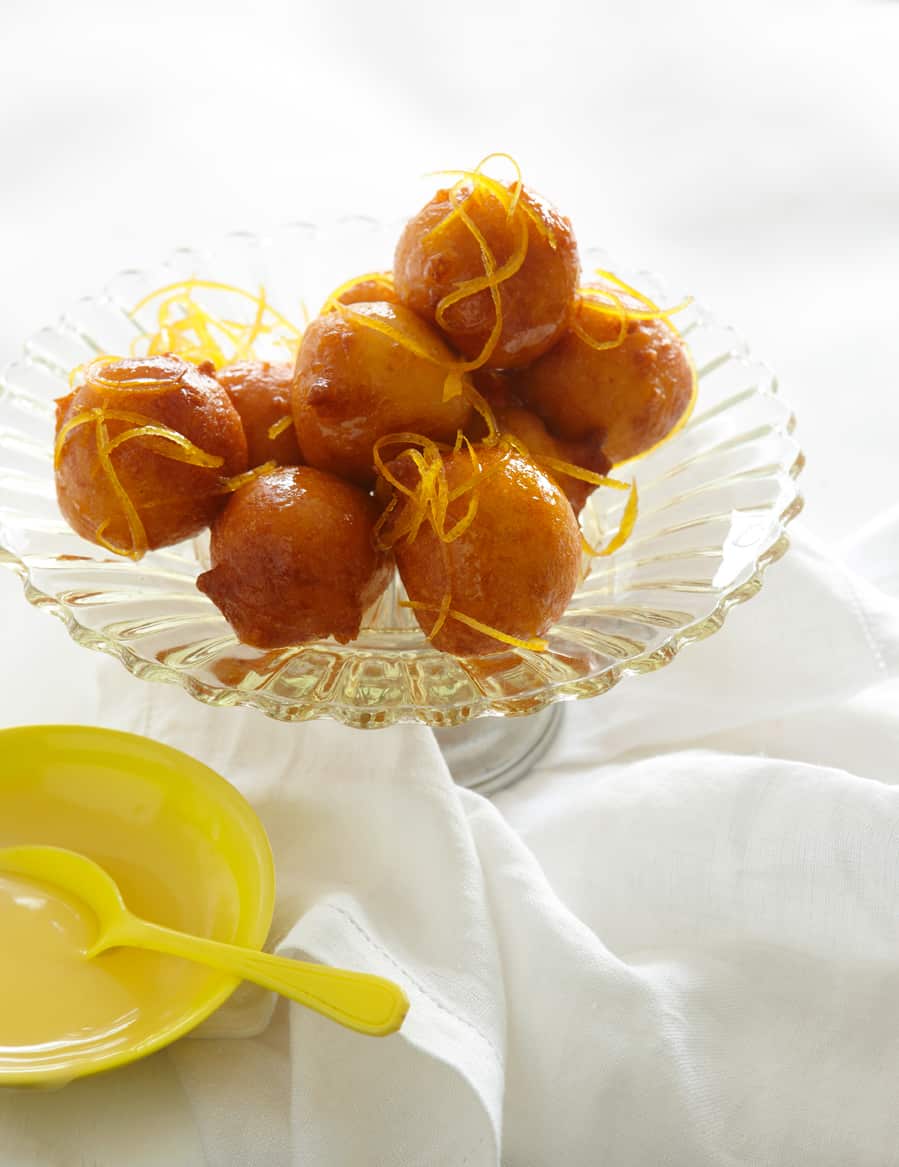 Ricotta doughnuts with orange blossom glaze