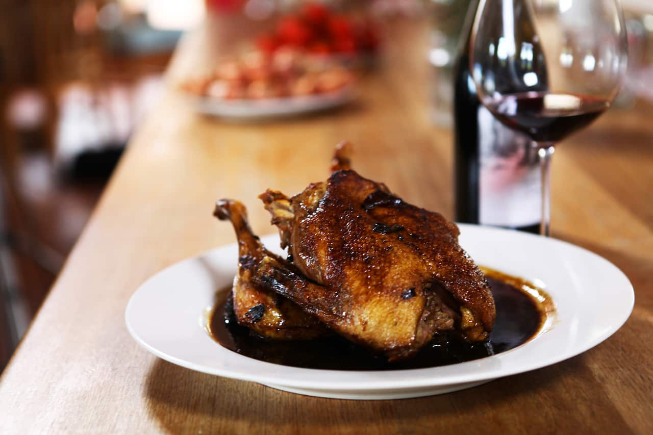 Roast duck with mulberry molasses and pinot noir