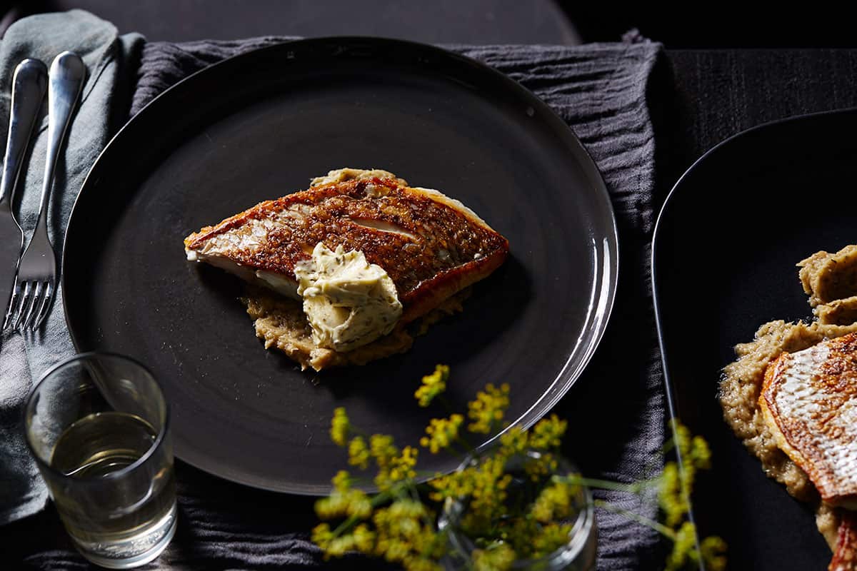 Pan-roasted snapper with fennel puree