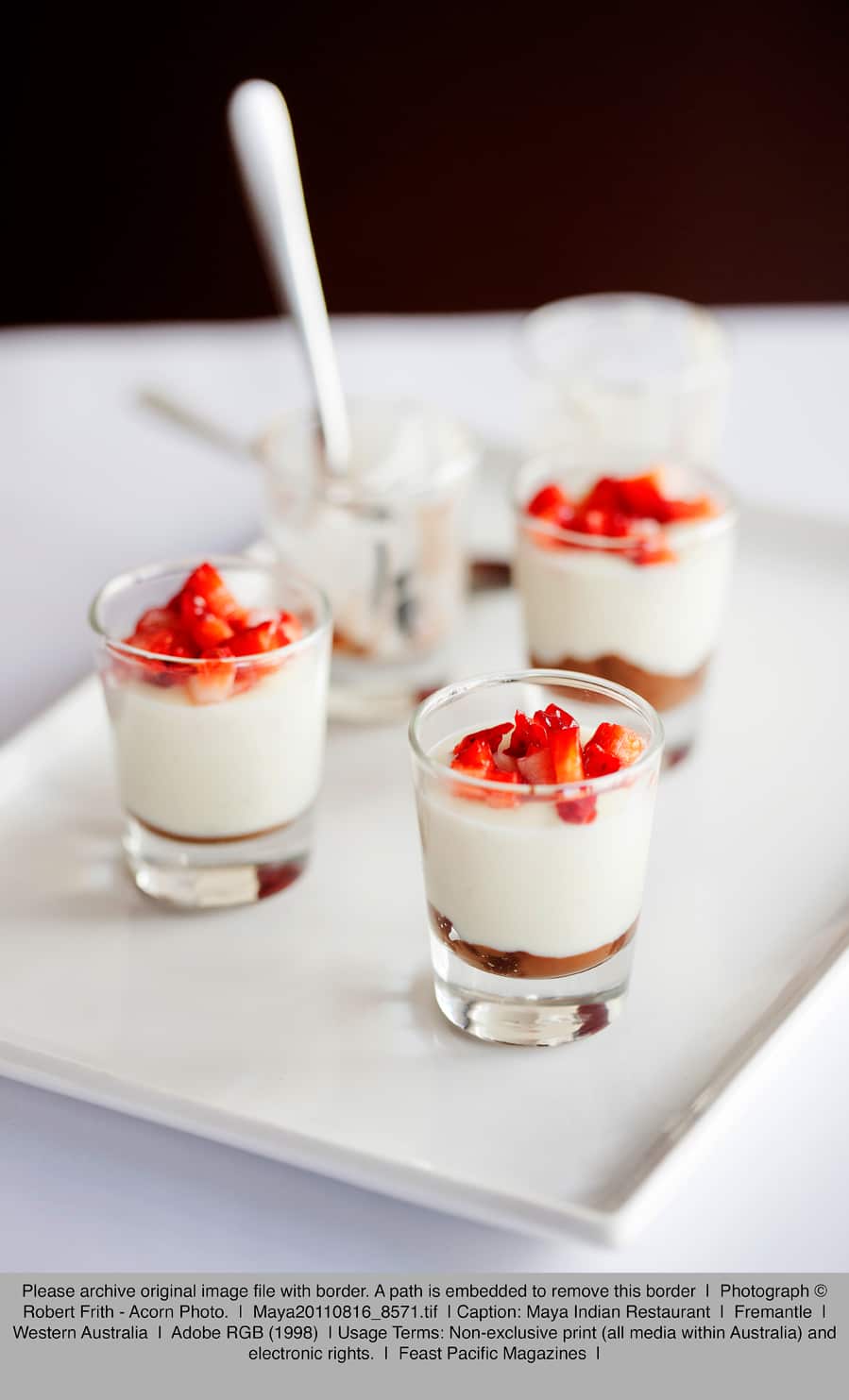 Cardamom-scented chocolate phirni with strawberries