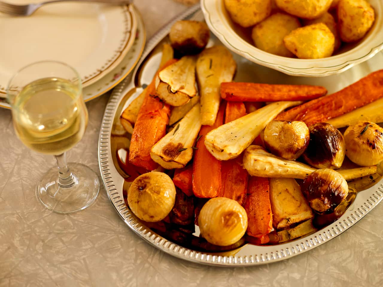 Roast vegetables with goose fat