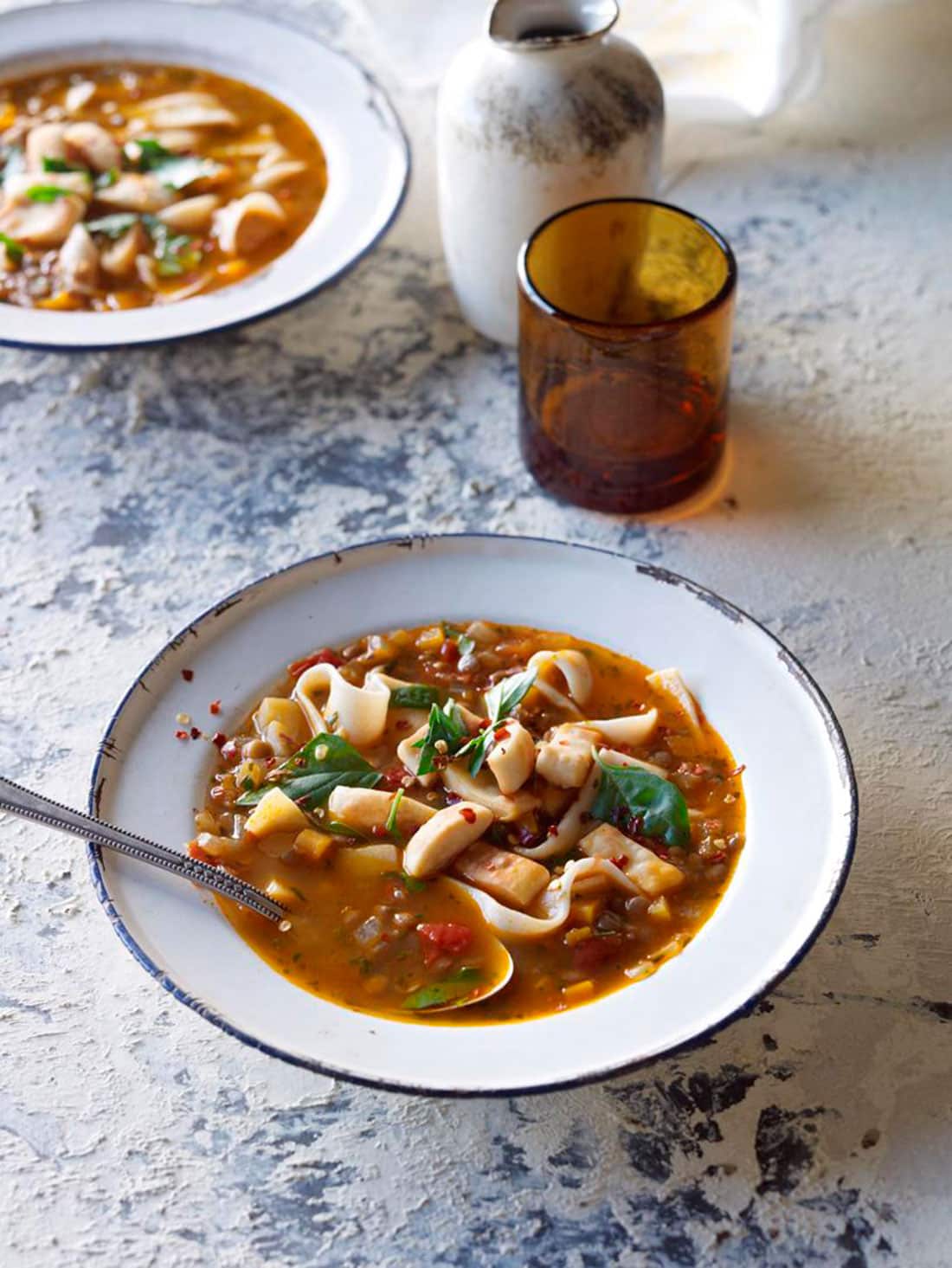 Turkish tomato and lentil noodle soup